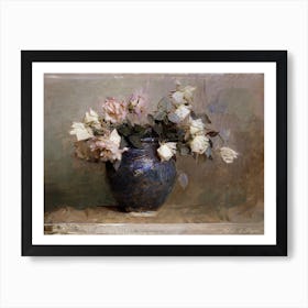 Antique Roses In A Vase 1 Art Print