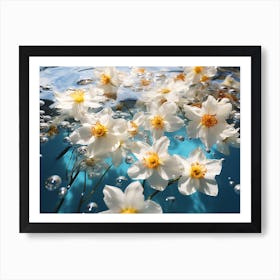 White Flowers In Water Art Print
