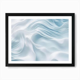 Abstract White And Blue Flowing Fabric Background 1 Art Print