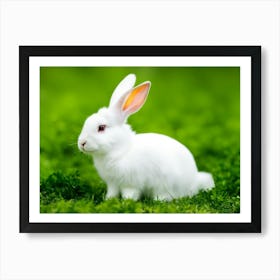 White Rabbit In Grass Art Print