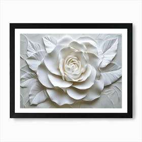 3d Picture Art Background of a Rose from Plaster Art Print