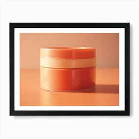 A Minimalist Image Of An Orange, Cylindrical Container, Representing A Beauty Product Or Skincare Item Art Print