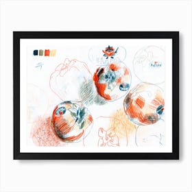 Persimmon Fruit Sketch Art Print