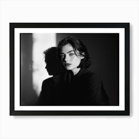 Black And White Portrait Person With Mysterious Aura Soft Shadows And Highlights Playing Across Th Art Print