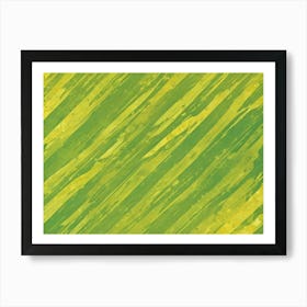 Abstract Green And Yellow Background Created With Diagonal Brushstrokes, Giving The Image A Textured And Dynamic Feel Art Print