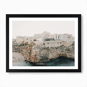 Greek Village On Ocean Cliff Art Print