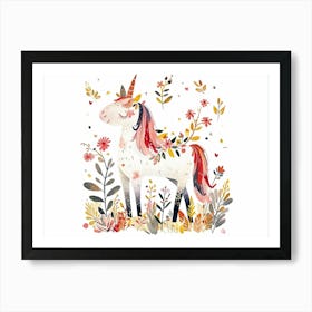 Little Floral Unicorn Art Print
