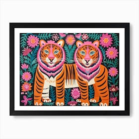 Sumatran Tiger 1 Folk Style Animal Illustration Art Print