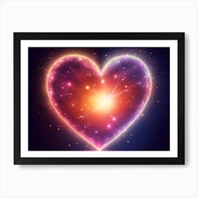 A Colorful Glowing Heart On A Dark Background Horizontal Composition 3 Art Print