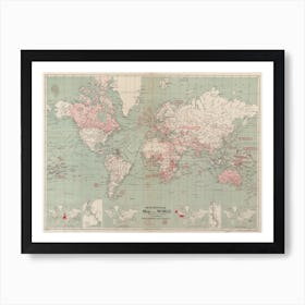 The Daily Telegraph Map Of The World On Mercator's Projection (1919) Art Print