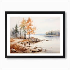 A Painting Of A Lake In Autumn 48 Art Print