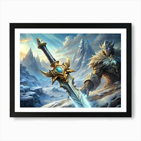 Warrior Holding A Legendary Sword Art Print