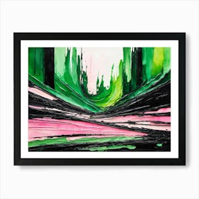 Abstract Landscape Pink Green Painting 1 Art Print