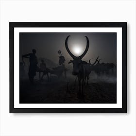 At A Mundari Cattle Camp   South Sudan Art Print