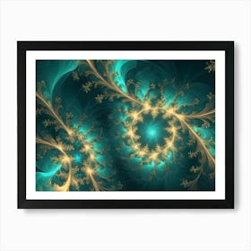 Abstract Image Of A Teal, Geometric Pattern With A Mosaic Like Texture Art Print