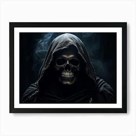 Grim Reaper Skull Pitch Black Hollow Eye Sockets Swallowing The Light A Faint Glow Emanating From (1) Art Print