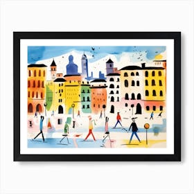 Milan Italy Cute Watercolour Illustration 1 Art Print