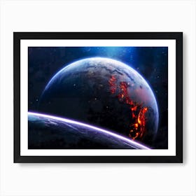 Planet explosion. Apocalypse in space #4 — space poster, space photo art, collage Art Print