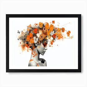 Portrait Of A Woman With Flowers 3 Art Print