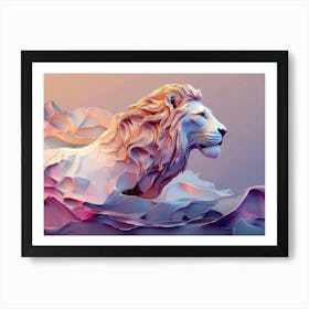 Lion Panthera Animal Abstract Art In Pastel Colors Painting Art Print