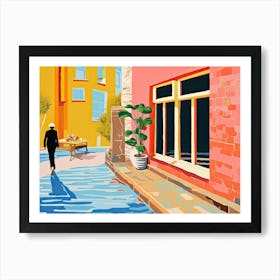 London Street, Colourful, Hockney Style Art Print