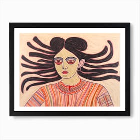 Woman With Long Hair 08 Art Print