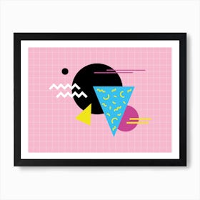 Memphis Pattern 80s Retro Synthwave 90s Pink Shapes Art Art Print