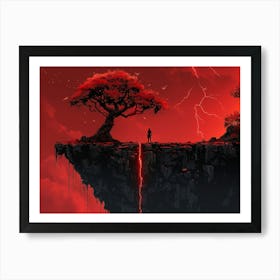 Tree On A Cliff 2 Art Print