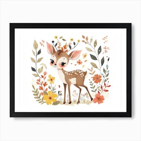 Little Floral Antelope 1 Art Print