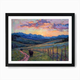 Western Sunset Landscapes Wyoming 3 Art Print