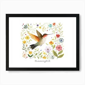 Little Floral Hummingbird 2 Poster Art Print