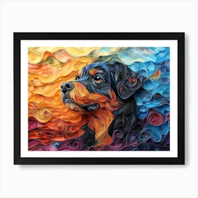 Rottweiler Paper Quilling Dog Portrait II Art Print