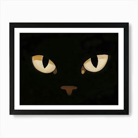 Black Cat Face Art Print