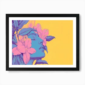 Woman With Flowers On Her Head 6 Art Print