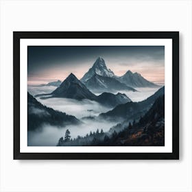 Mountains In The Fog Art Print