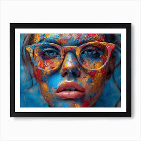 Psychedelic Portrait: Vibrant Expressions in Liquid Emulsion Colorful Face Painting Art Print