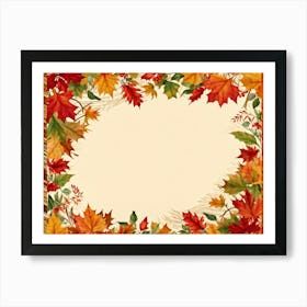 A Festive Thanksgiving Card Autum Leaves In Hues Of Burnt Orange Ripe Red Green And Sun Kissed Ye 2 1 Art Print