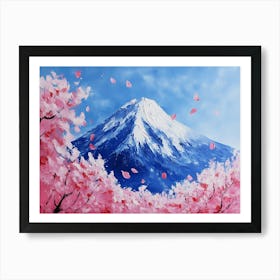 Cherry Blossoms On Mount Fuji Art Print