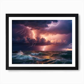 Lightning Over The Ocean 9 Art Print