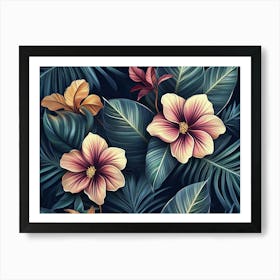 Tropical Leaves Wallpaper 1 Art Print