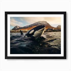 Realistic Photography Of Orca Whale Coming Out Of Ocean 6 Art Print