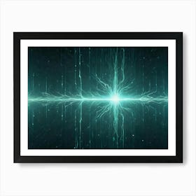 Abstract Image Of Glowing, Green Lines Forming A Network Or Energy Field Art Print