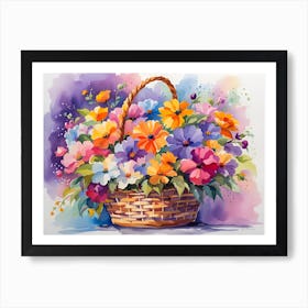 Basket Of Flowers Art Print