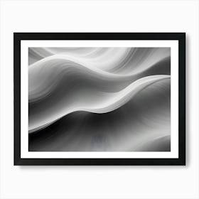 Abstract Background Of Flowing, Wave Like Patterns In Shades Of Gray And White, Creating A Dynamic And Elegant Design Art Print