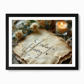 Calligraphic Handwriting Crafting An Elegant Thank You Note Swoops And Curls Of The Letters Intrica (2) Art Print