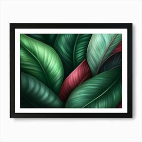 Red And Green Leaves 0001 Tropical 0002 Bp6586 Deep Green Tones No Red Exotic Tropical Leaves Creativ 25932b3d C8b1 479b Art Print