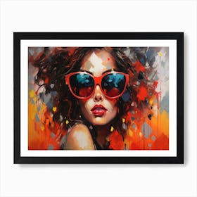 Woman In Red Sunglasses 24 Art Print