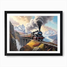 Steam locomotive in the mountains Art Print