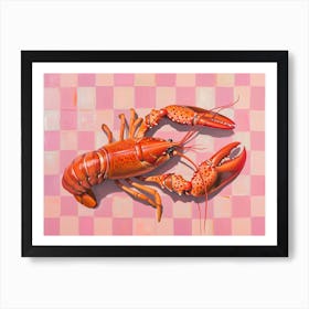 Lobster Pink Checkerboard 1 Art Print