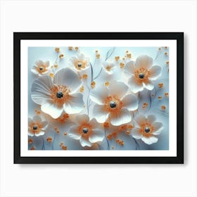 White And Orange Flowers Art Print